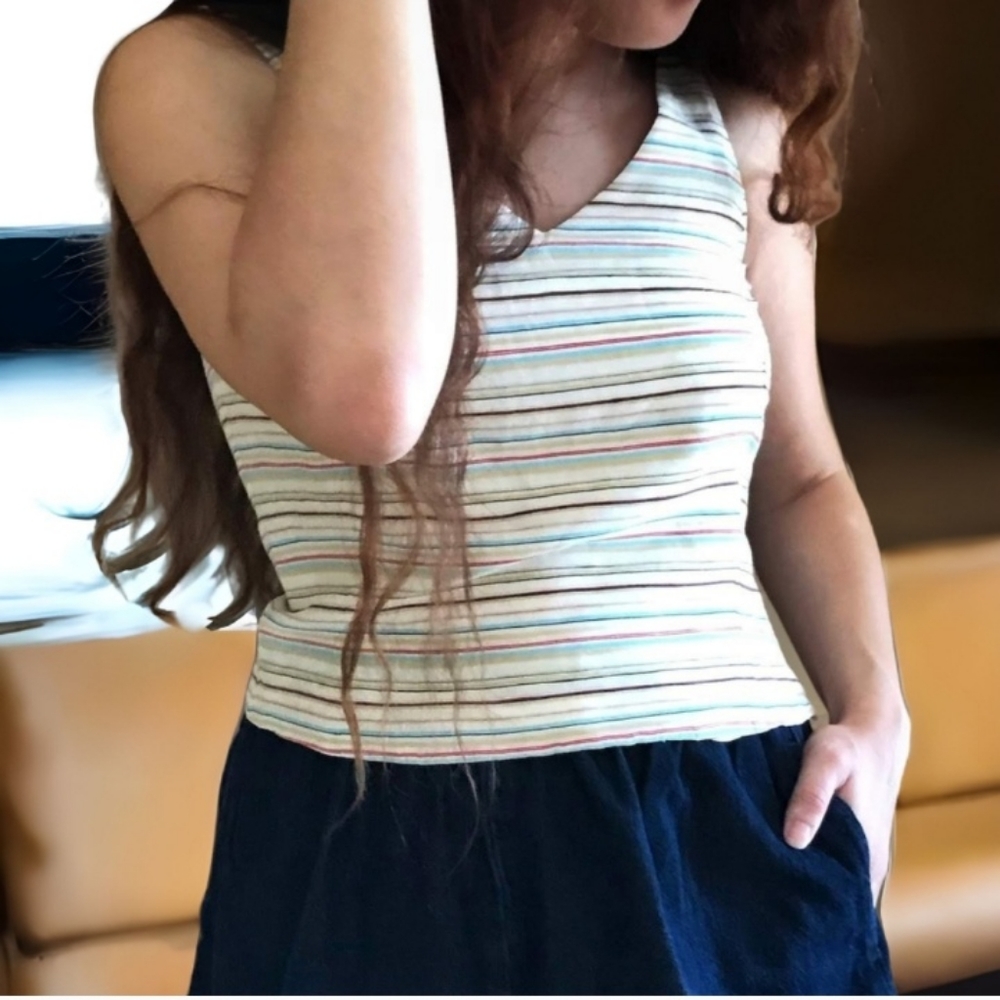 Vtg Linen/Silk Sleeveless Top